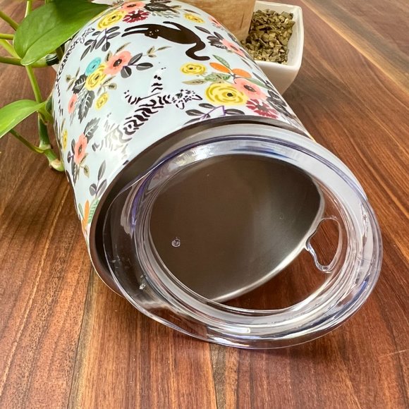 Colorful Blue Cats and Posies Wineglass/Mug - Picture 5 of 6